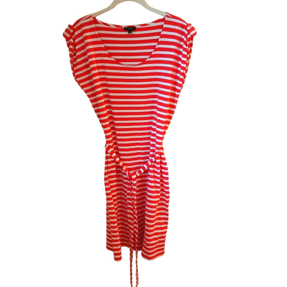 Talbots Women's Reddish Orange And White Striped … - image 1